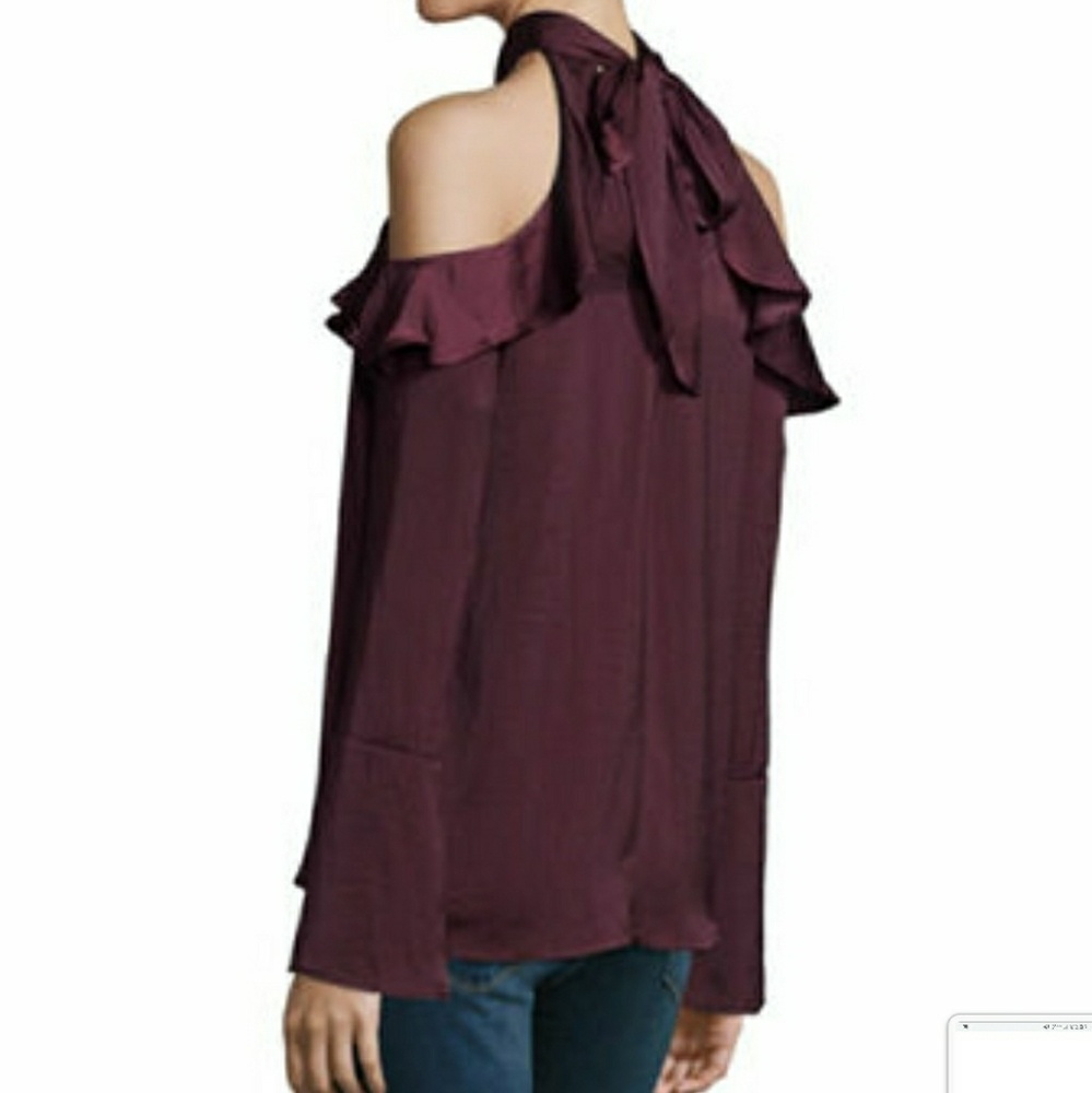 Long Sleeve Ruffle Cold Shoulder Blouse - Picture 3 of 3